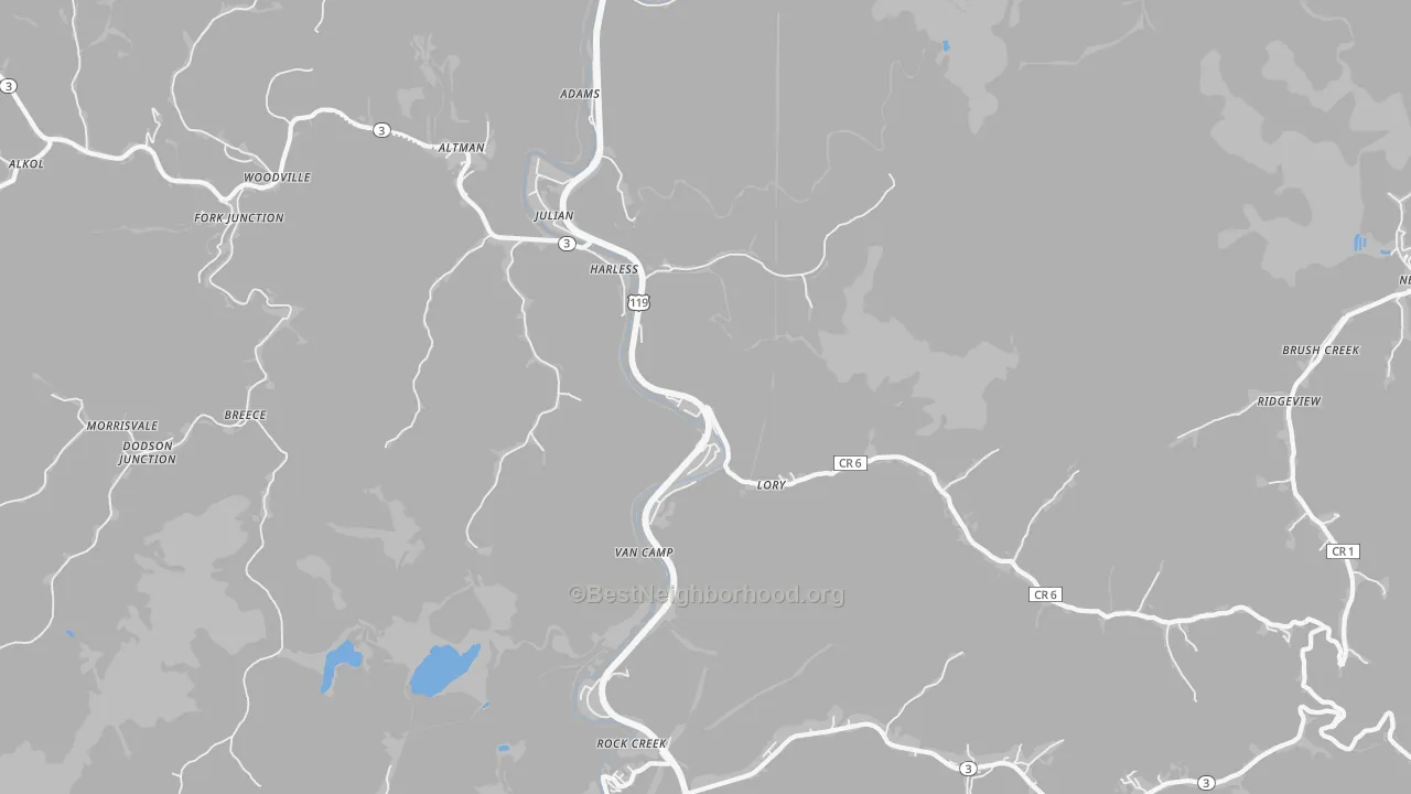 Transit Grade map of 25529, WV