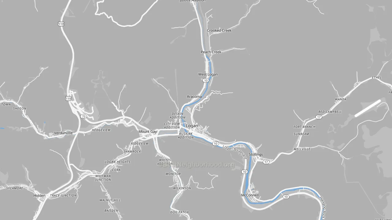 Transit Grade map of 25601, WV