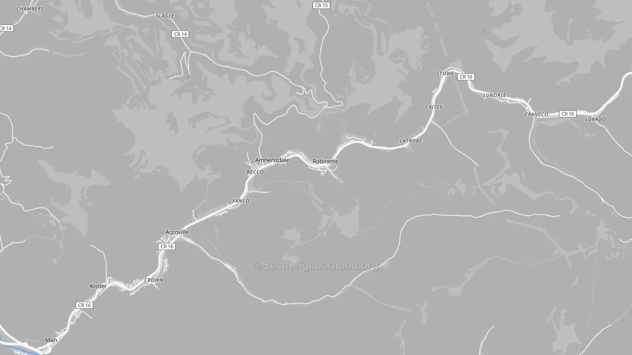 Transit Grade map of 25607, WV