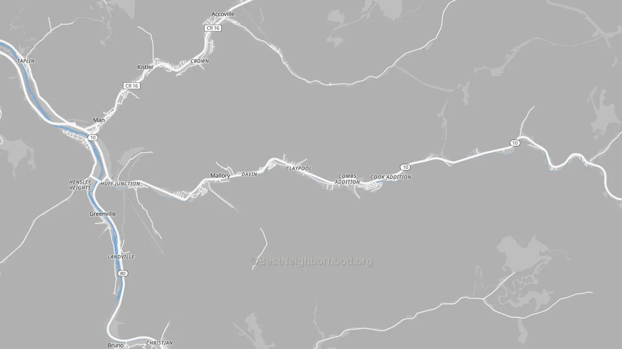 Transit Grade map of 25617, WV