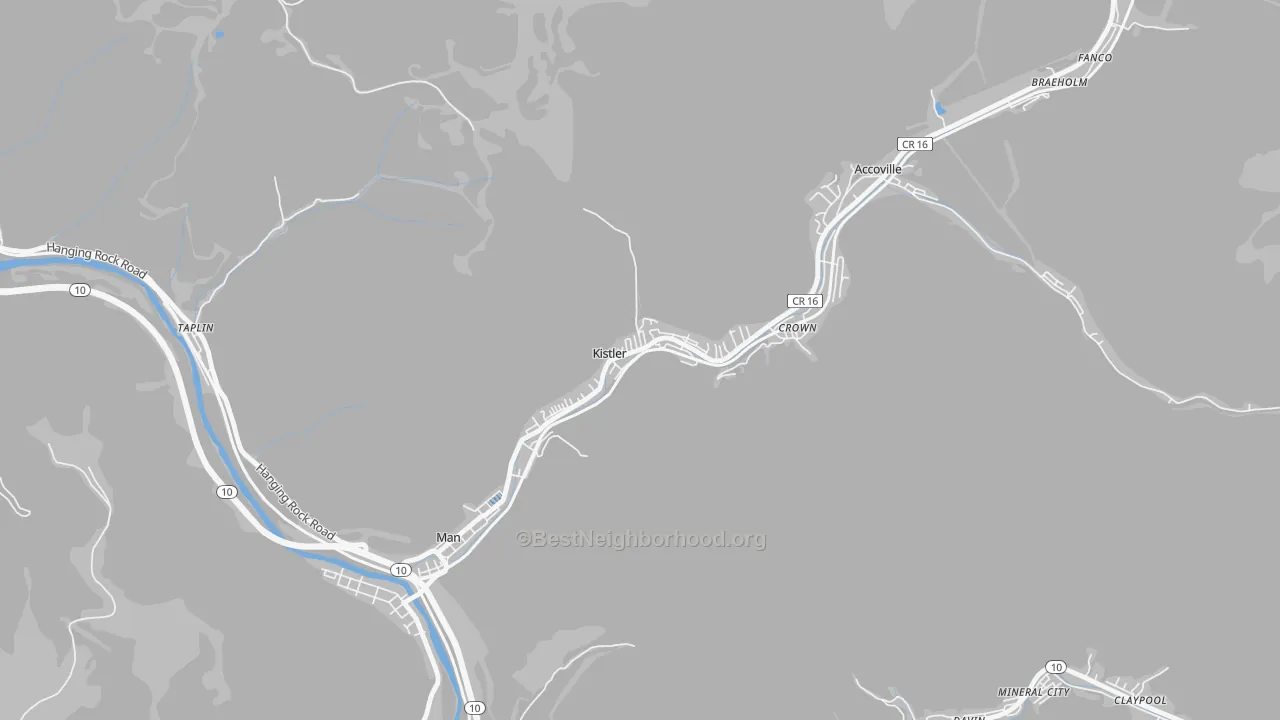 Transit Grade map of 25628, WV