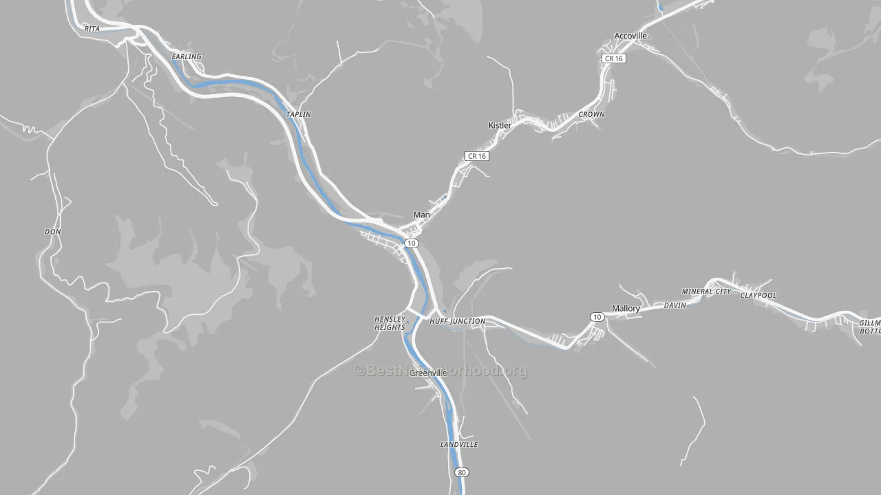 Transit Grade map of 25635, WV