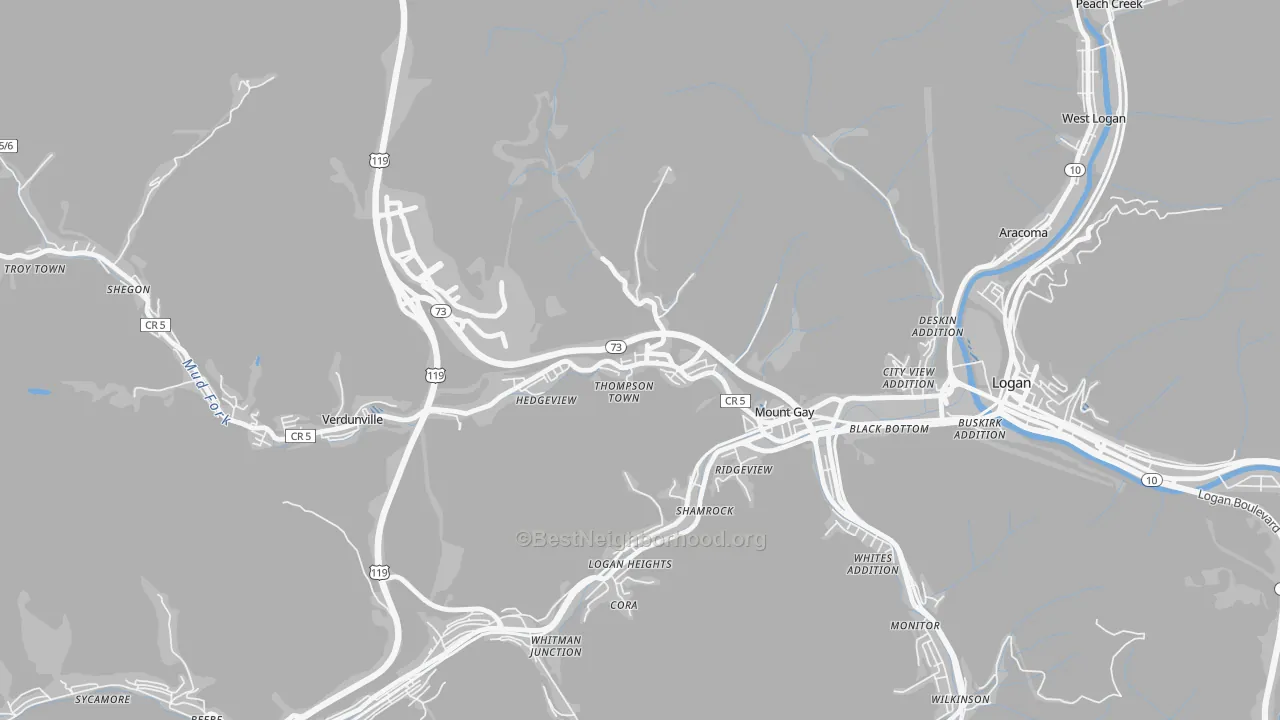 Transit Grade map of 25637, WV