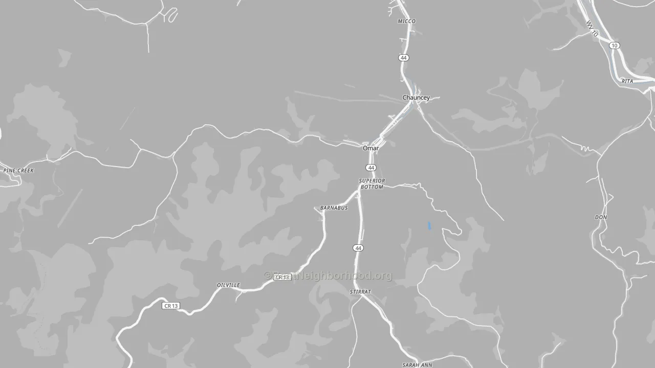 Transit Grade map of 25638, WV