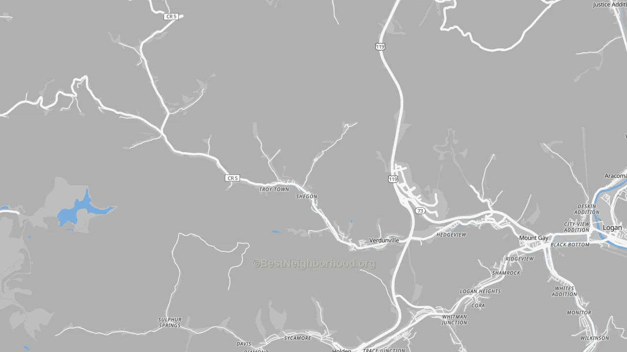 Transit Grade map of 25649, WV