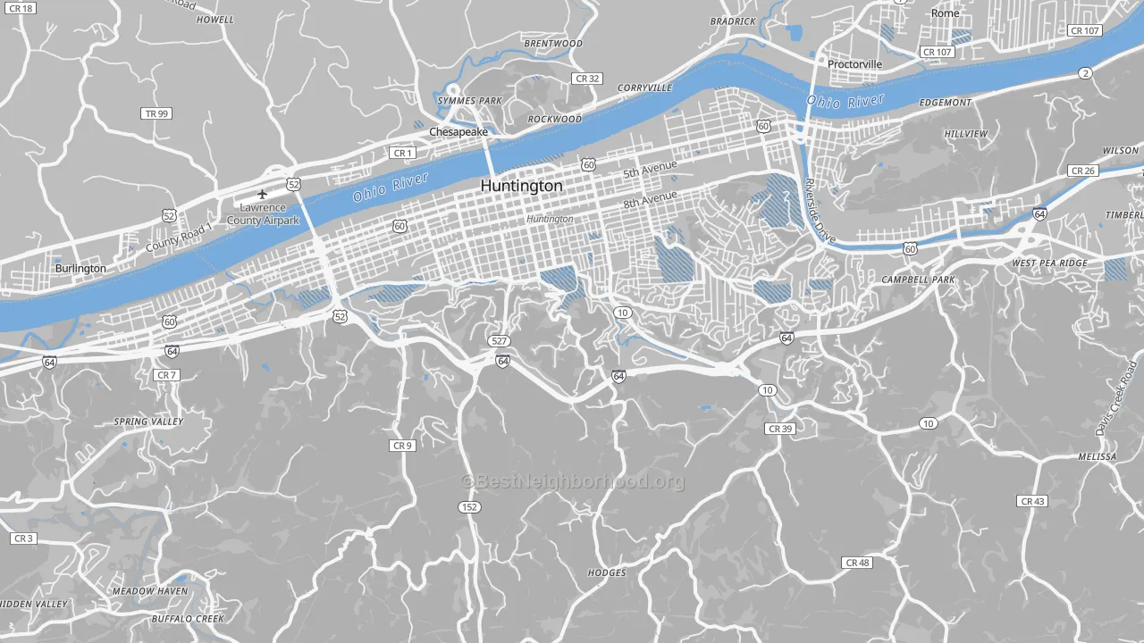 Transit Grade map of 25701, WV