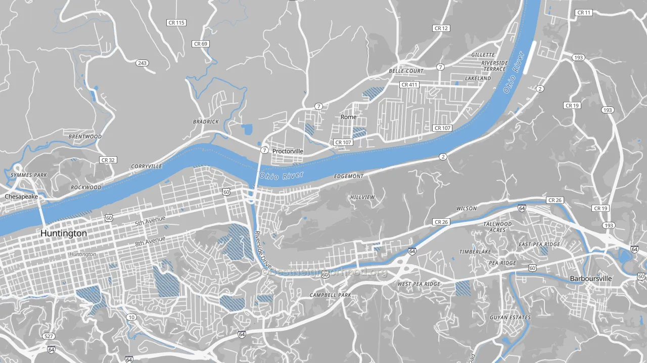 Transit Grade map of 25702, WV