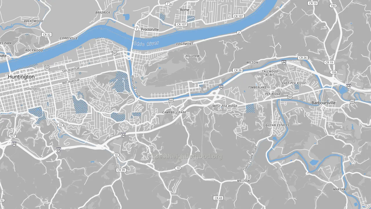 Transit Grade map of 25705, WV