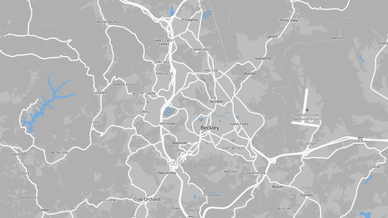 Transit Grade map of 25801, WV