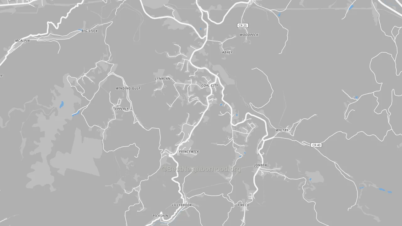 Transit Grade map of 25823, WV