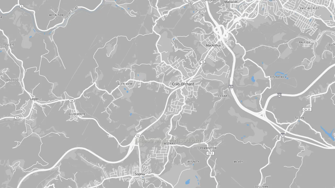 Transit Grade map of 25827, WV