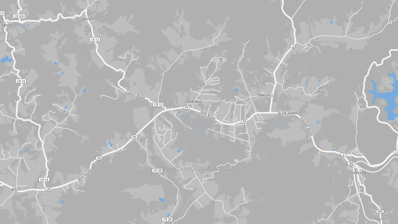 Transit Grade map of 25839, WV