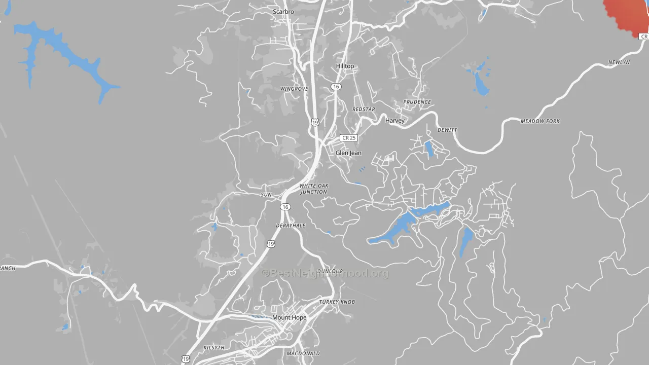 Transit Grade map of 25846, WV