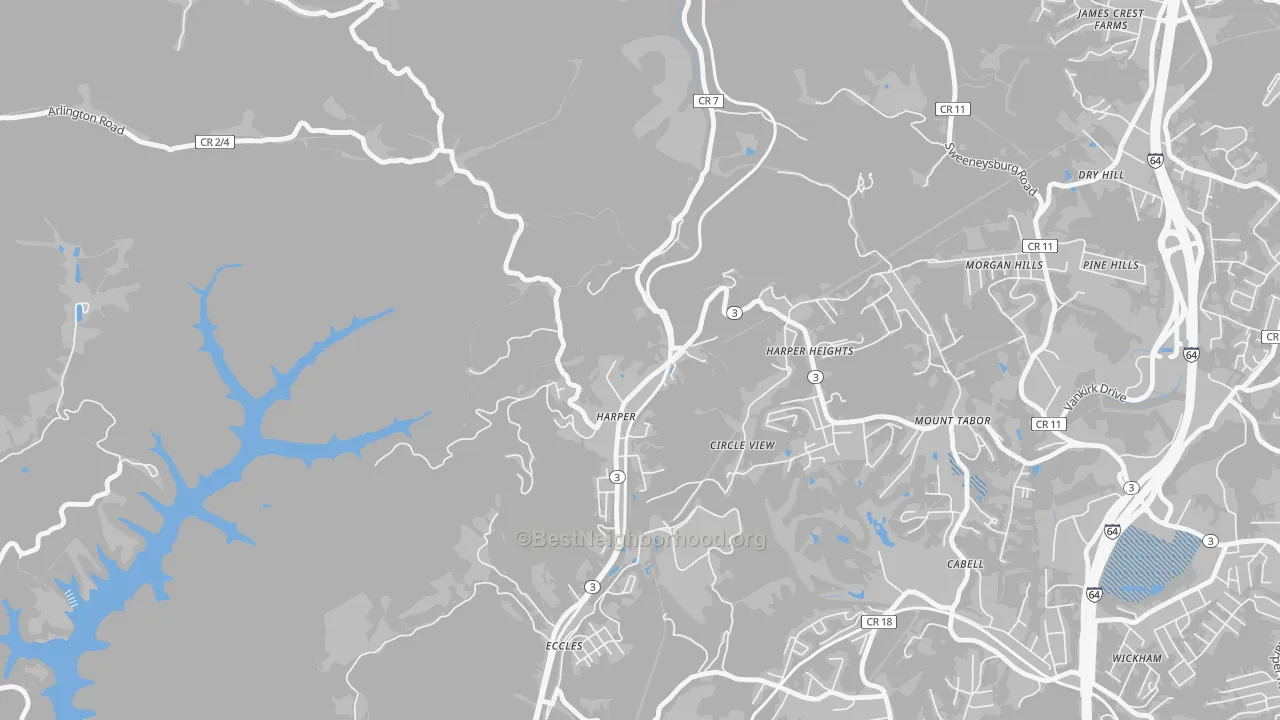 Transit Grade map of 25851, WV