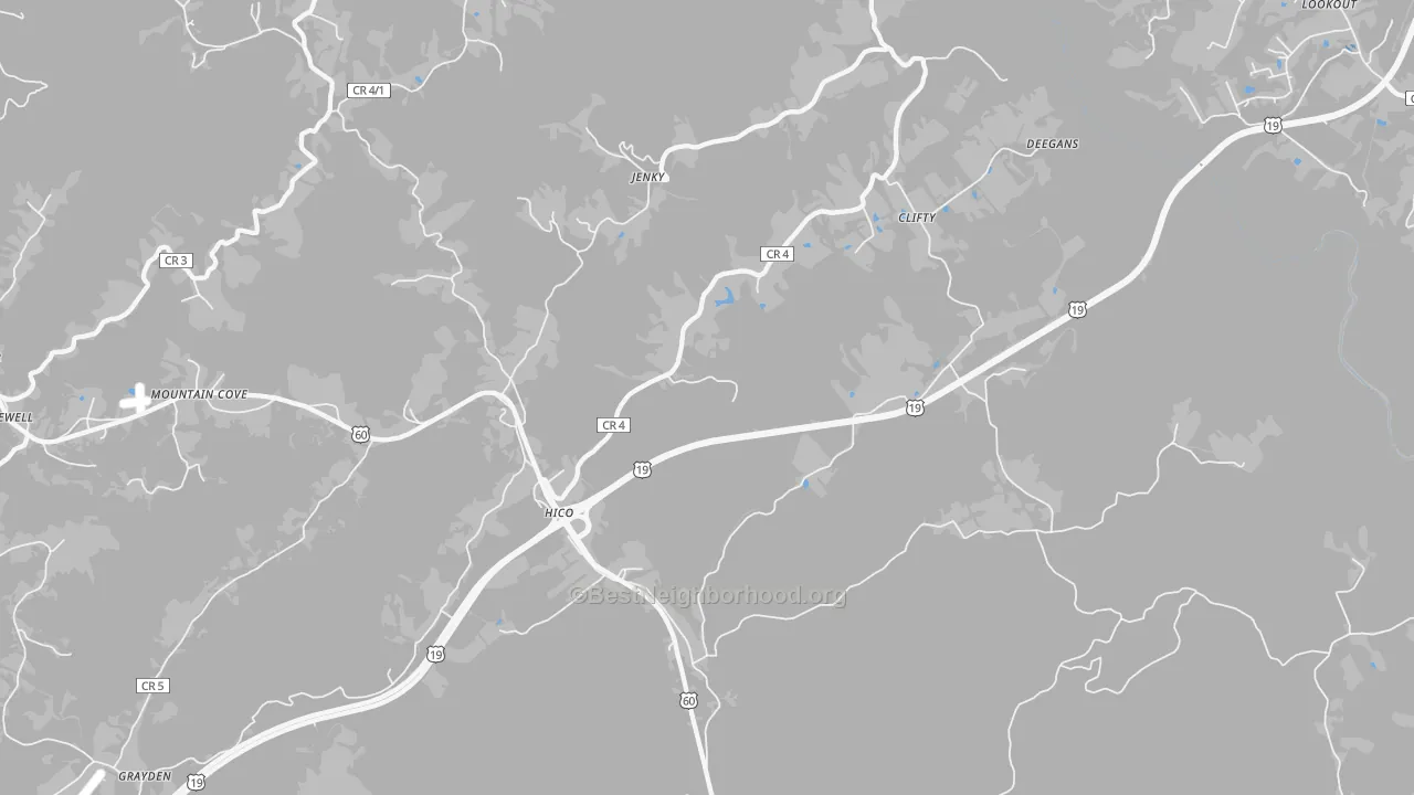 Transit Grade map of 25854, WV