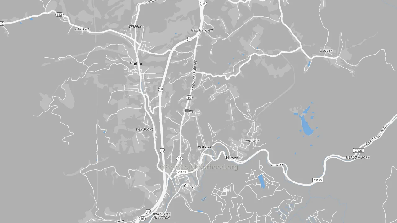 Transit Grade map of 25855, WV