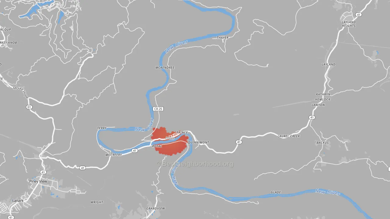 Transit Grade map of 25864, WV