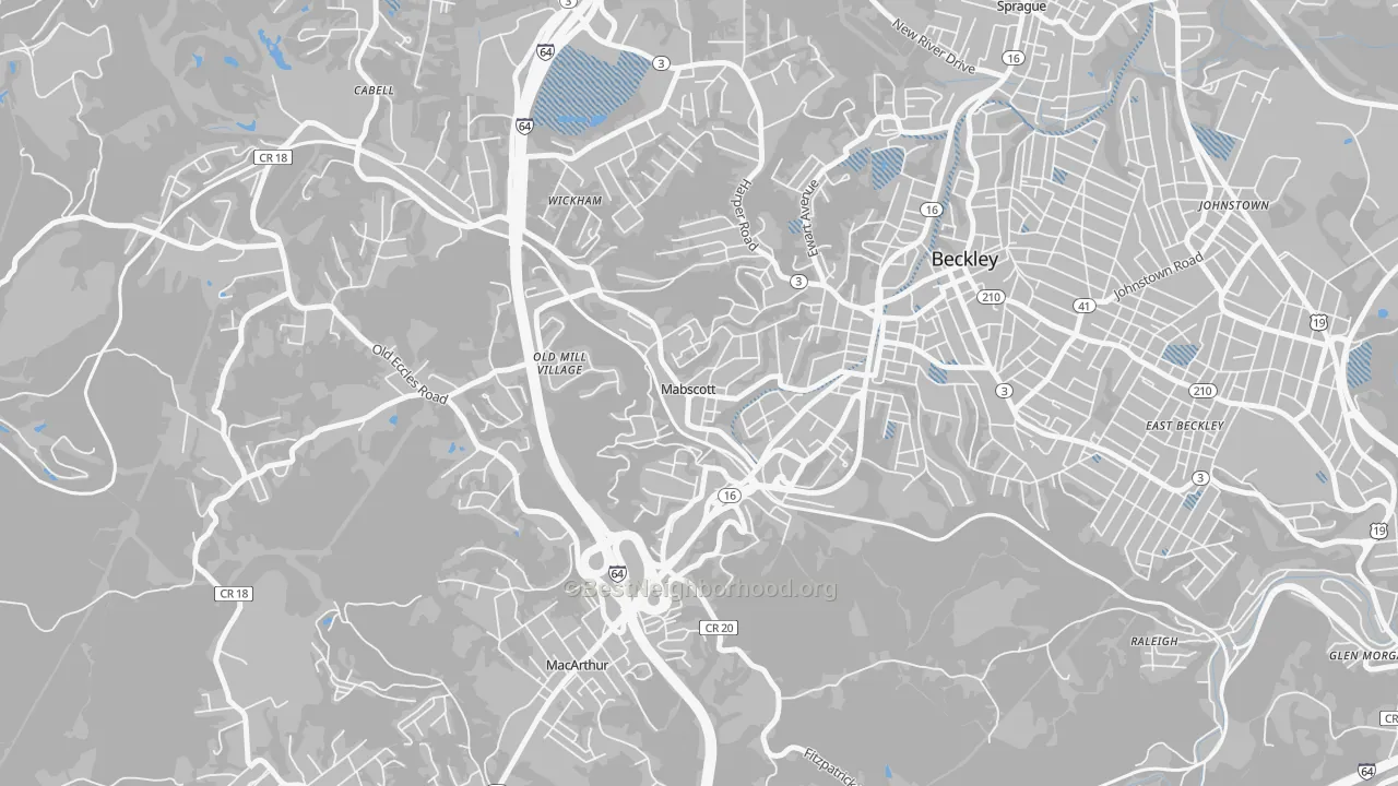 Transit Grade map of 25871, WV