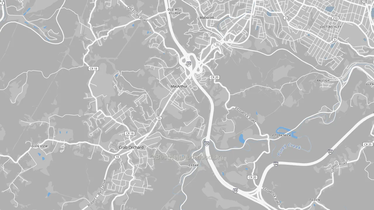 Transit Grade map of 25873, WV