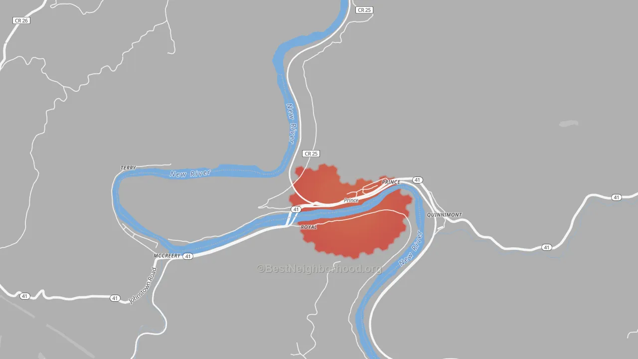 Transit Grade map of 25907, WV