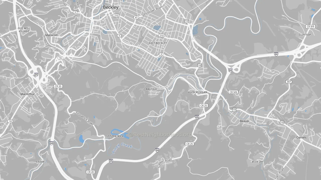 Transit Grade map of 25911, WV