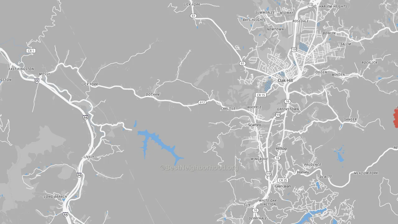 Transit Grade map of 25917, WV