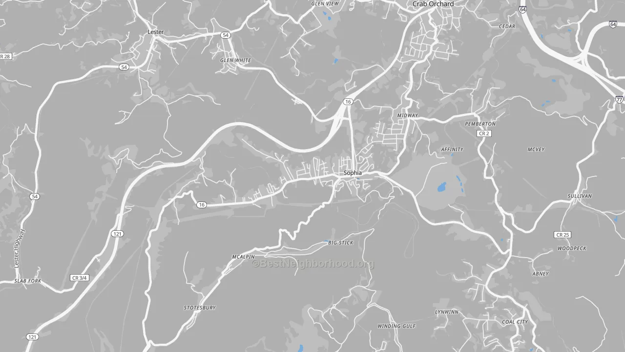 Transit Grade map of 25921, WV