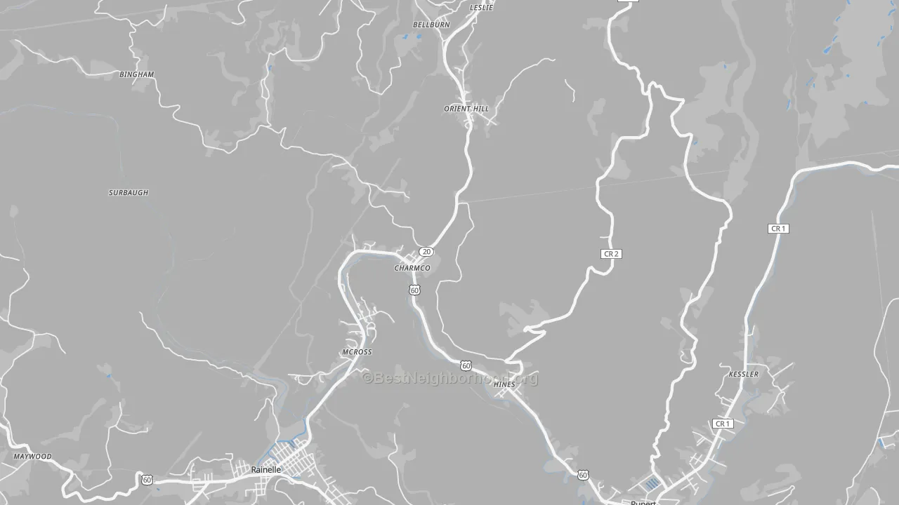 Transit Grade map of 25958, WV