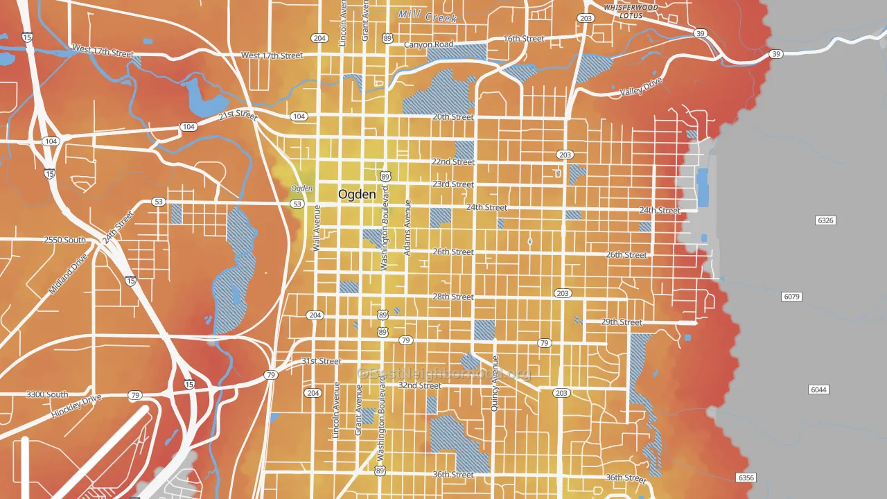 Transit Grade map of 25th Street, Ogden, UT