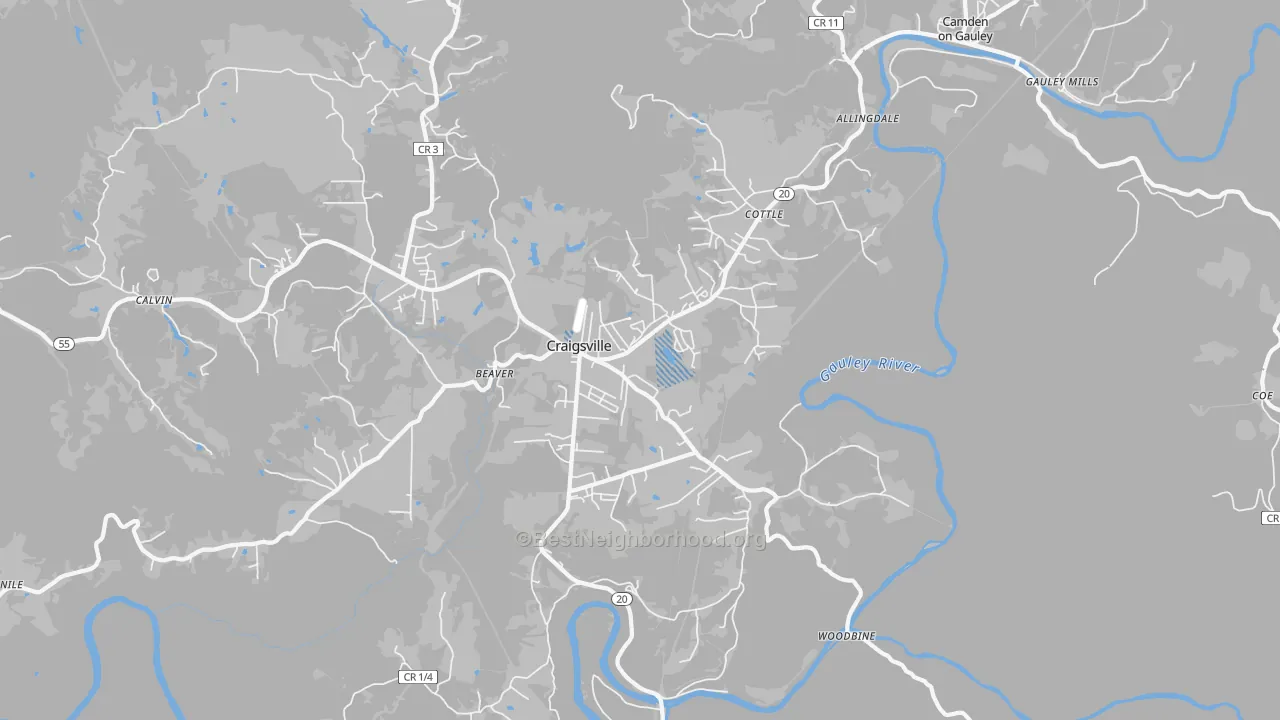 Transit Grade map of 26205, WV