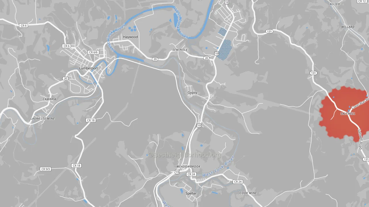 Transit Grade map of 26361, WV