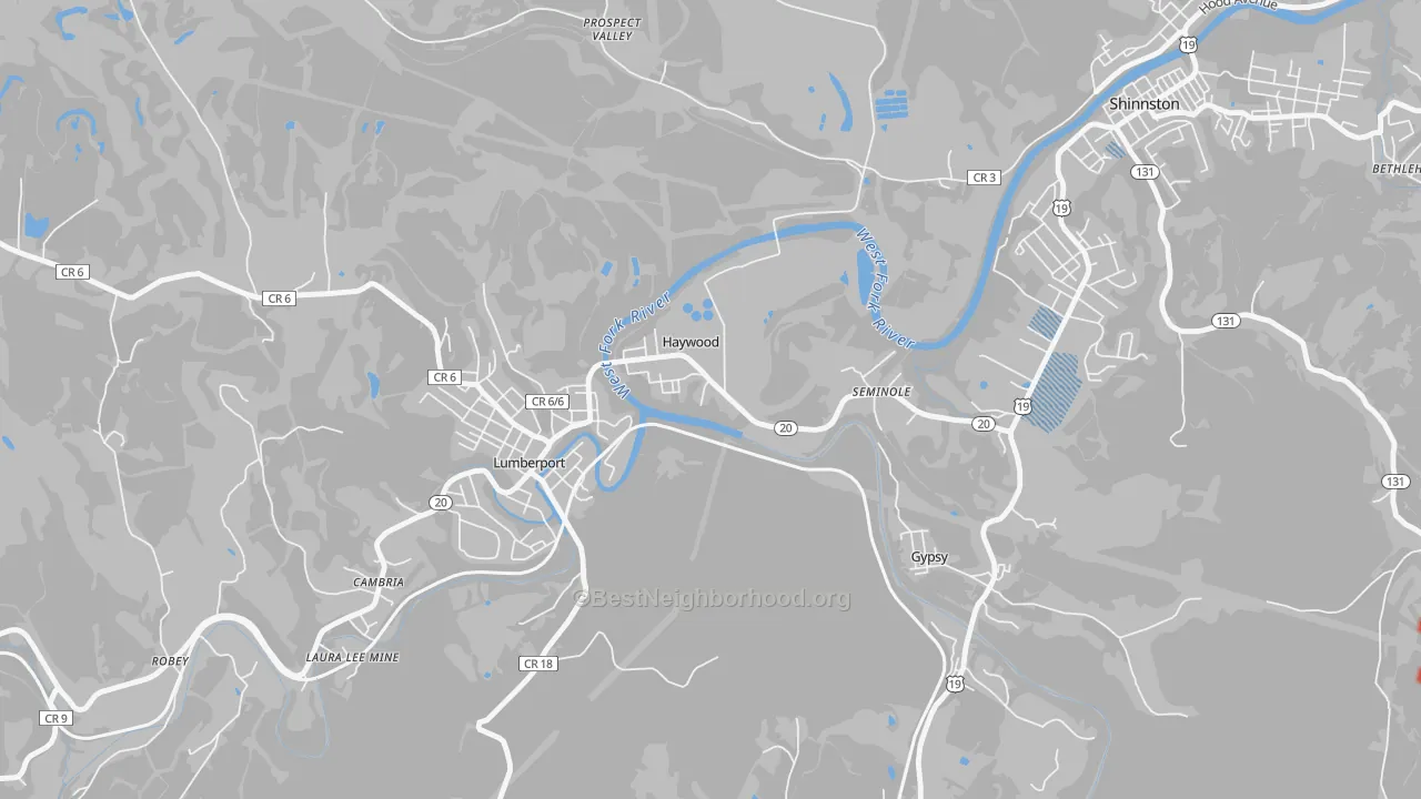 Transit Grade map of 26366, WV