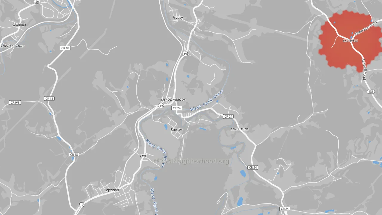 Transit Grade map of 26404, WV