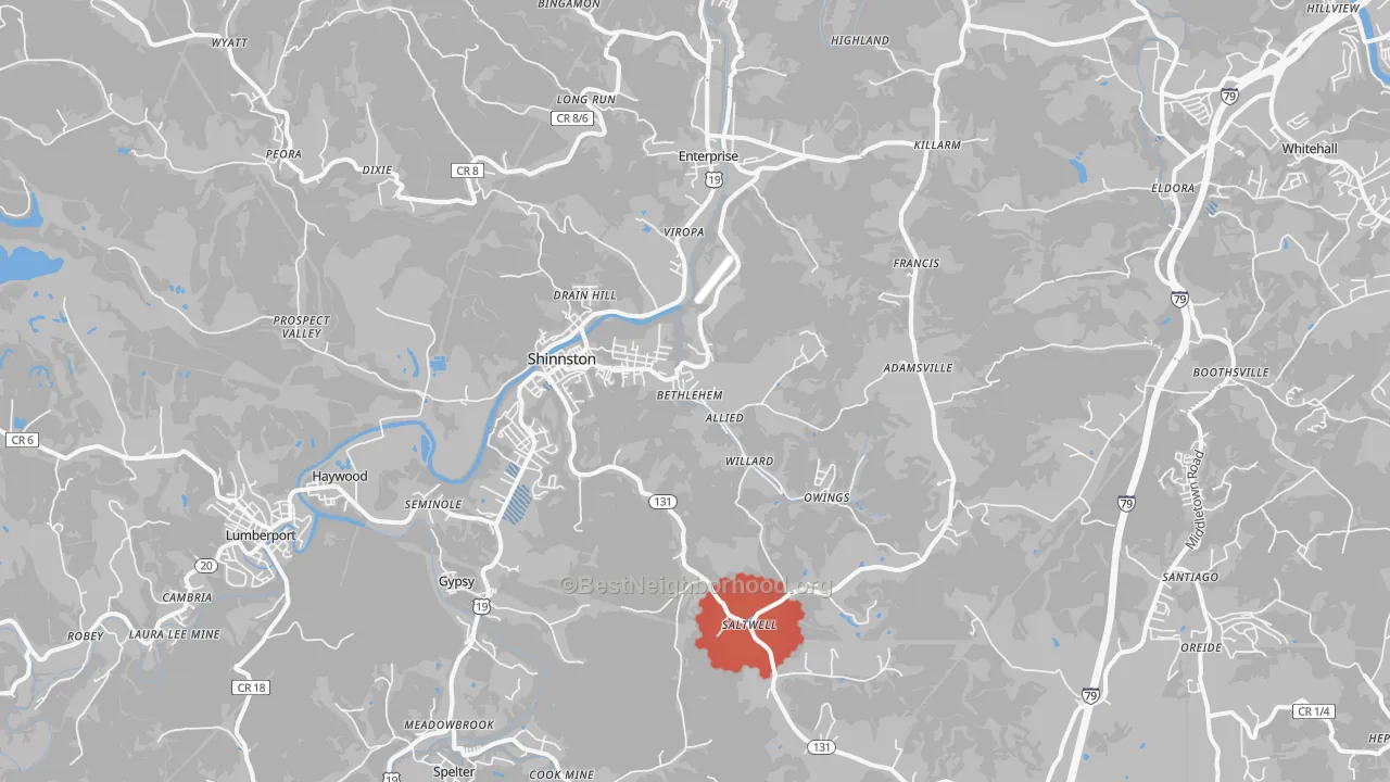 Transit Grade map of 26431, WV