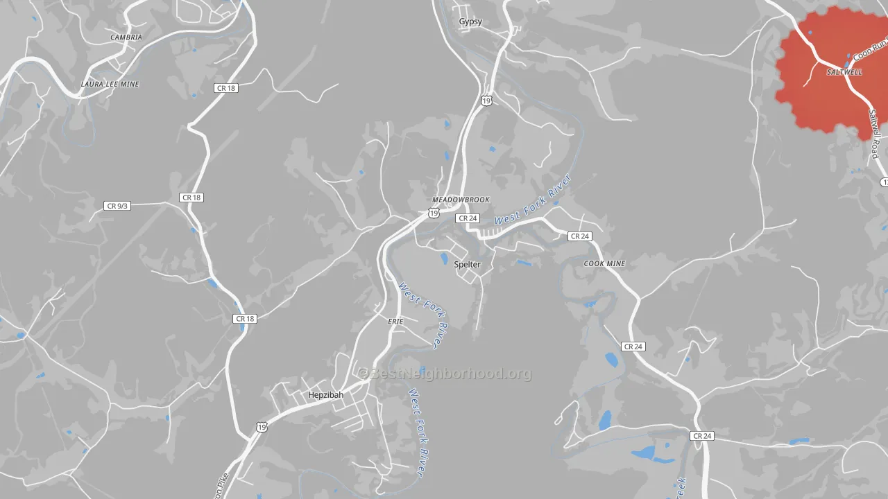 Transit Grade map of 26438, WV
