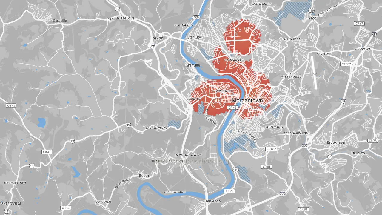 Transit Grade map of 26501, WV