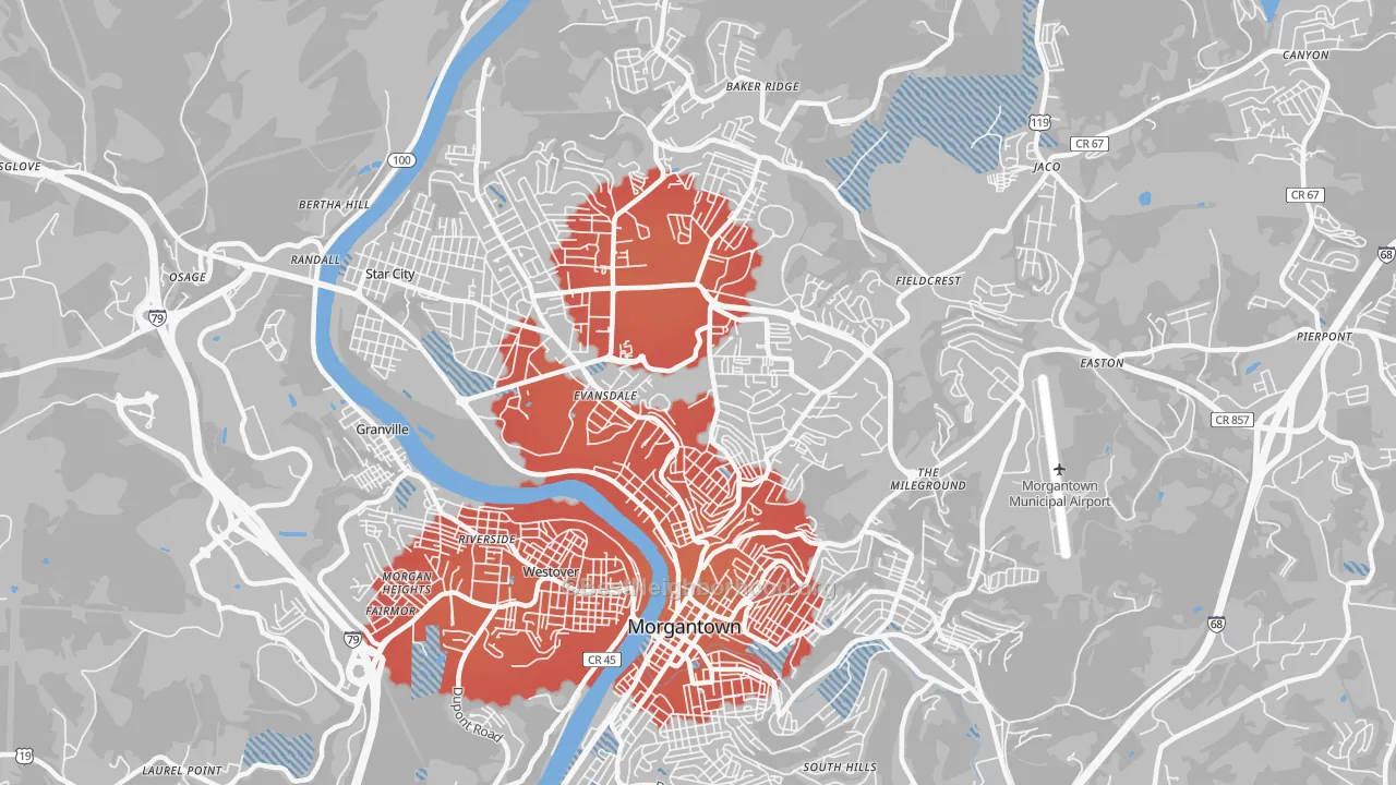 Transit Grade map of 26505, WV