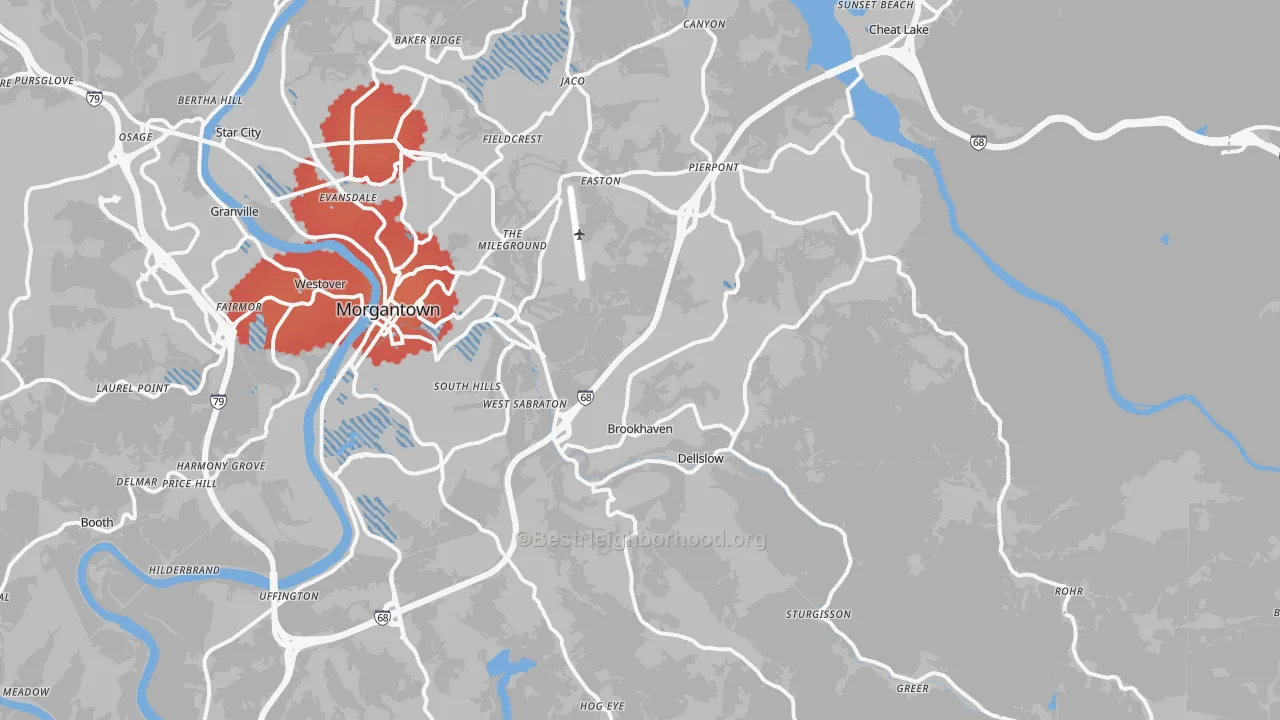 Transit Grade map of 26508, WV