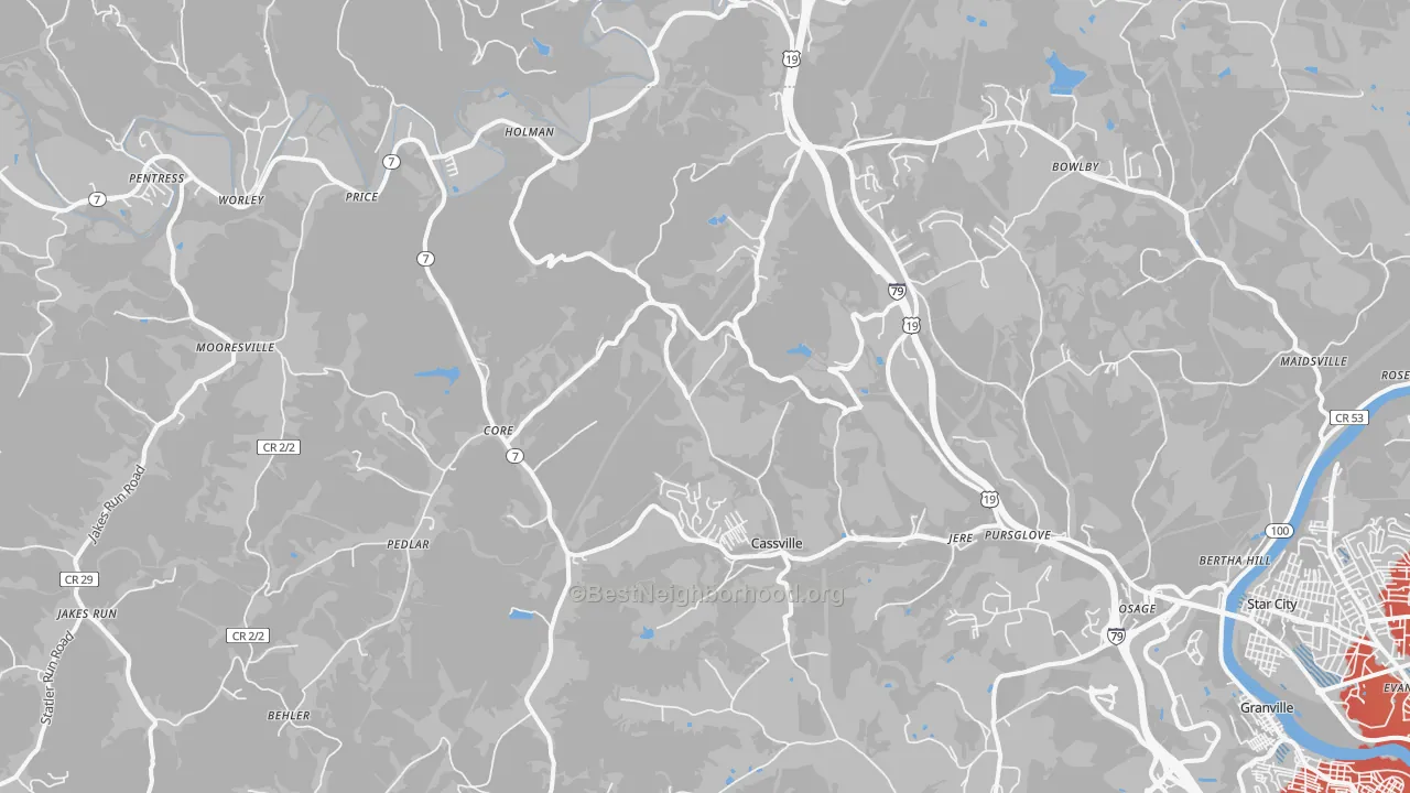 Transit Grade map of 26541, WV