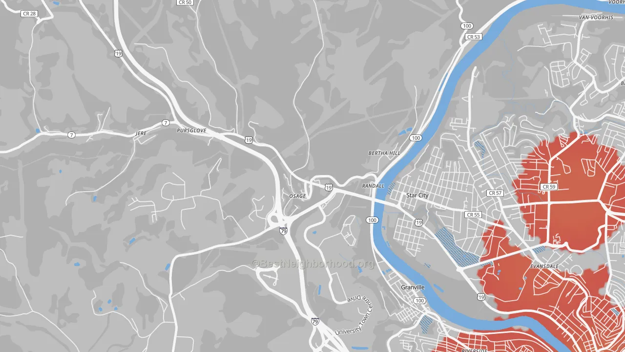 Transit Grade map of 26543, WV