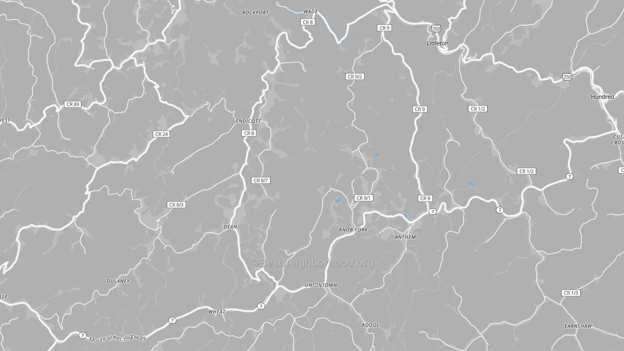 Transit Grade map of 26581, WV