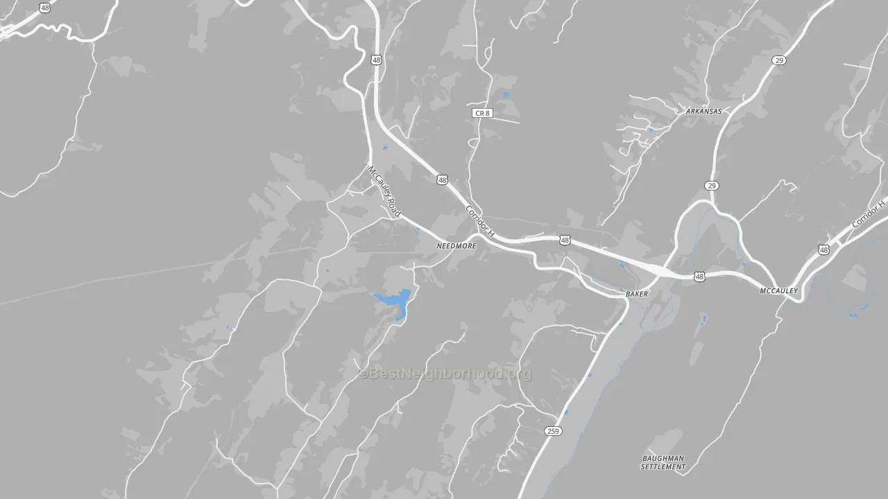 Transit Grade map of 26801, WV