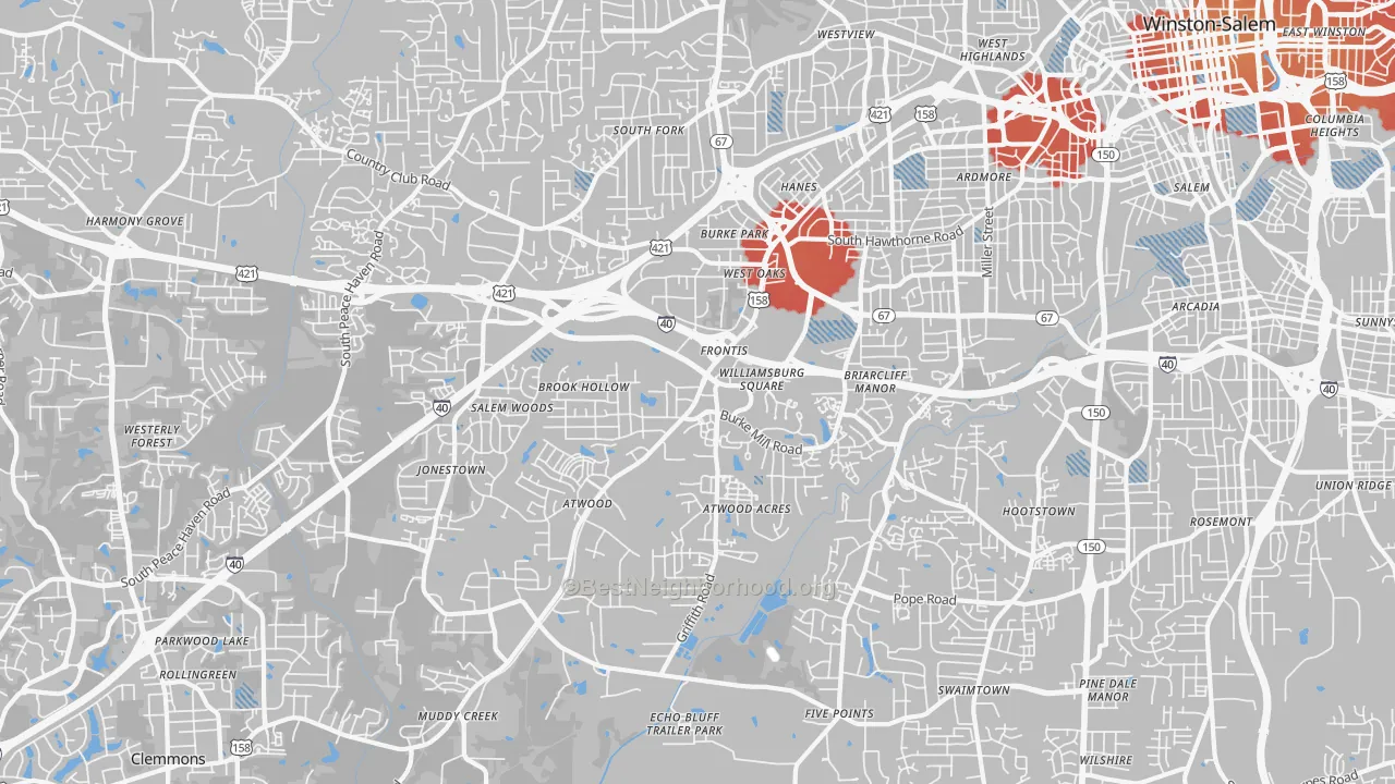 Transit Grade map of 27103, NC