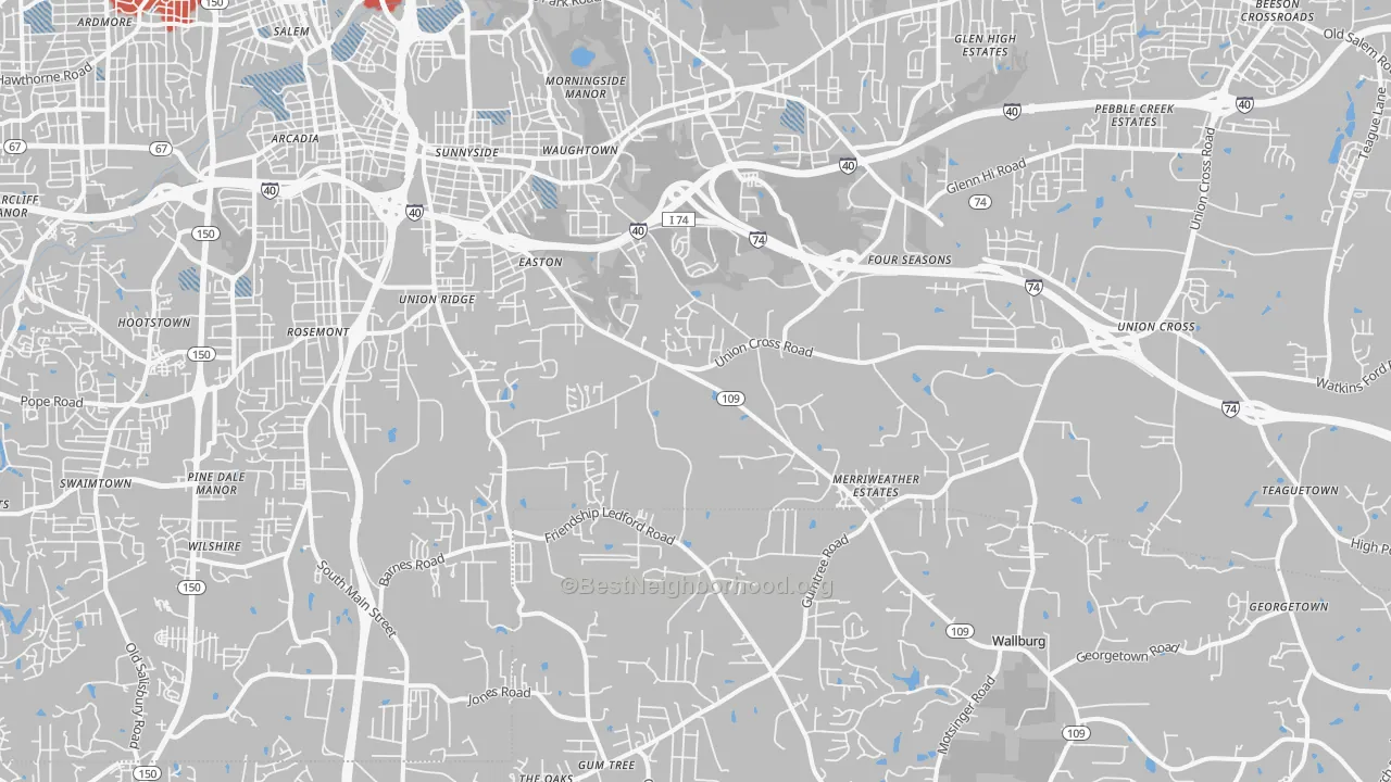Transit Grade map of 27107, NC