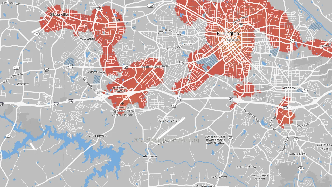 Transit Grade map of 27215, NC