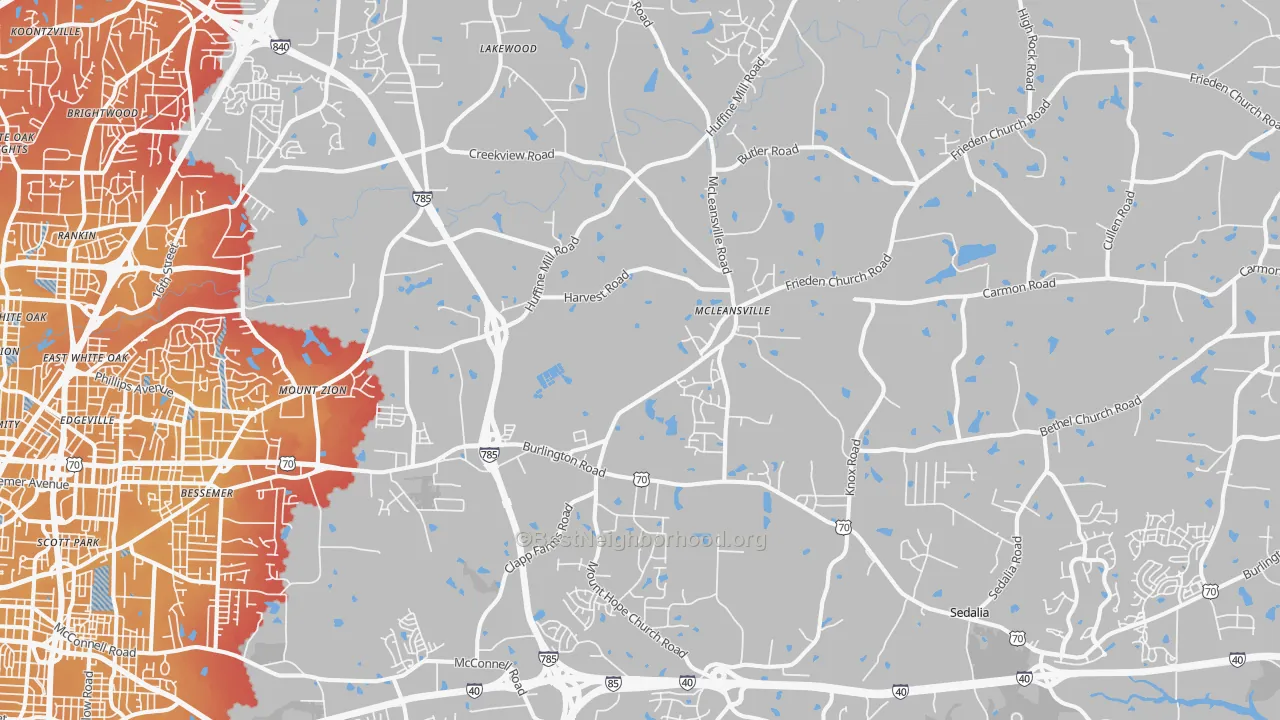 Transit Grade map of 27301, NC
