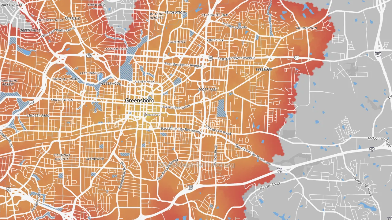 Transit Grade map of 27401, NC