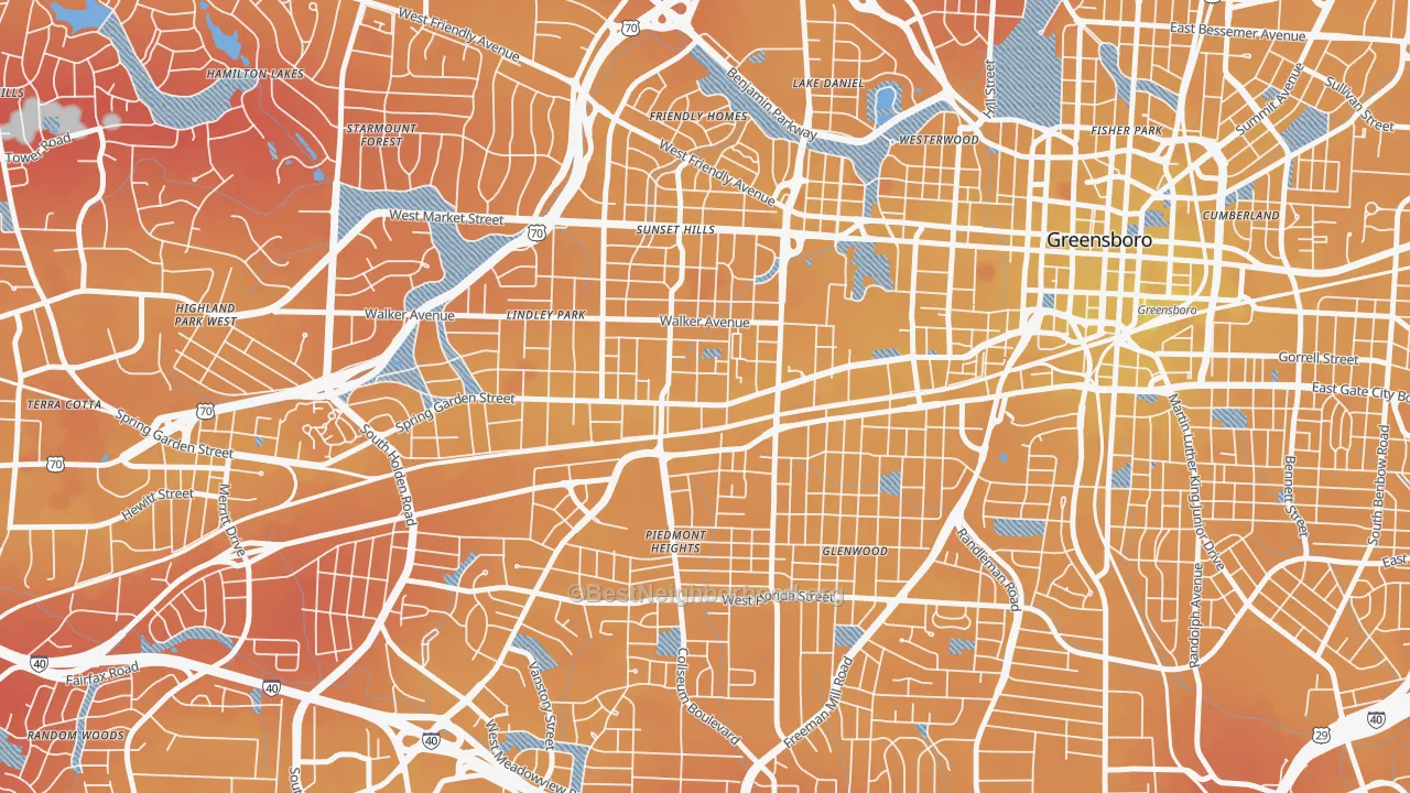 Transit Grade map of 27403, NC