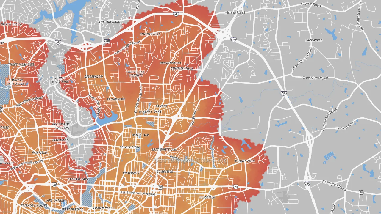 Transit Grade map of 27405, NC