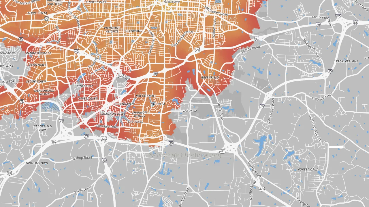 Transit Grade map of 27406, NC